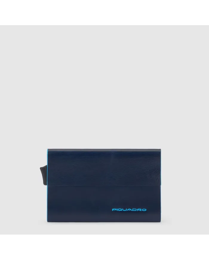 Piquadro Porta carte di credito con tasca per monete Blue square