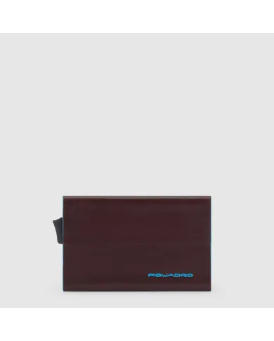 Piquadro Porta carte di credito con tasca per monete Blue square Mogano