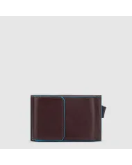 Piquadro Porta carte di credito con tasca per monete Blue square Mogano