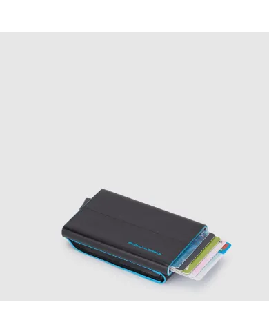 Piquadro Porta carte di credito con tasca per monete Blue square Nero