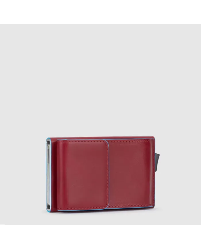 Piquadro Porta carte di credito con tasca per monete Blue square Rosso