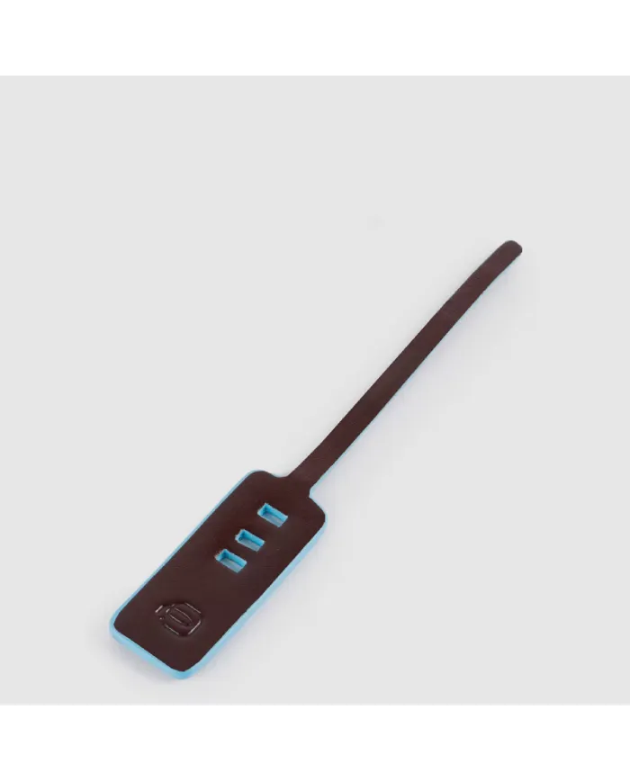 Piquadro Fascia pelle con cavo USB 3 in 1, micro-USB Blue Square Mogano
