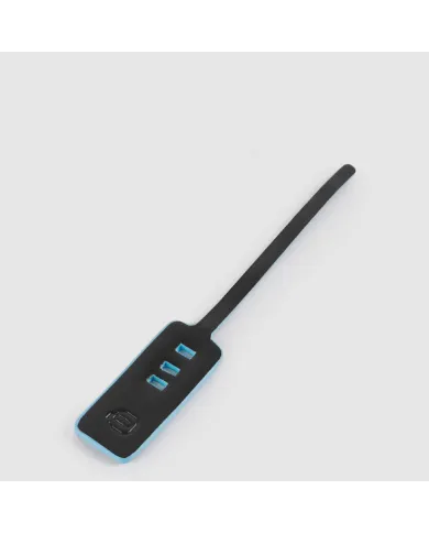 Piquadro Fascia pelle con cavo USB 3 in 1, micro-USB Blue Square Nero
