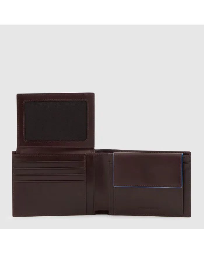 Piquadro Portafoglio uomo in pelle Blue square revamp Mogano