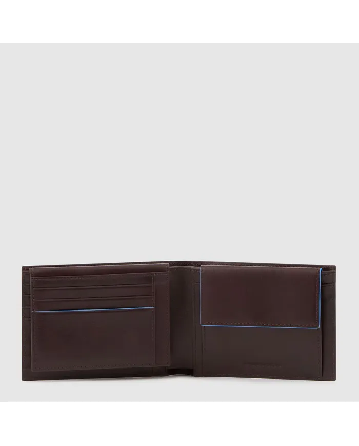 Piquadro Portafoglio uomo in pelle Blue square revamp Mogano