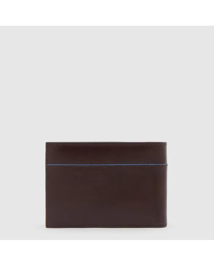 Piquadro Portafoglio piccolo in pelle con tasche per carte di credito,  Piquadro Blue square Mogano