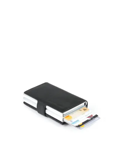 Piquadro Porta carte di credito doppio con sliding system Black Square Nero