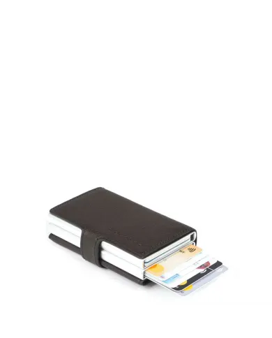 Piquadro Porta carte di credito doppio con sliding system Black Square Testa moro