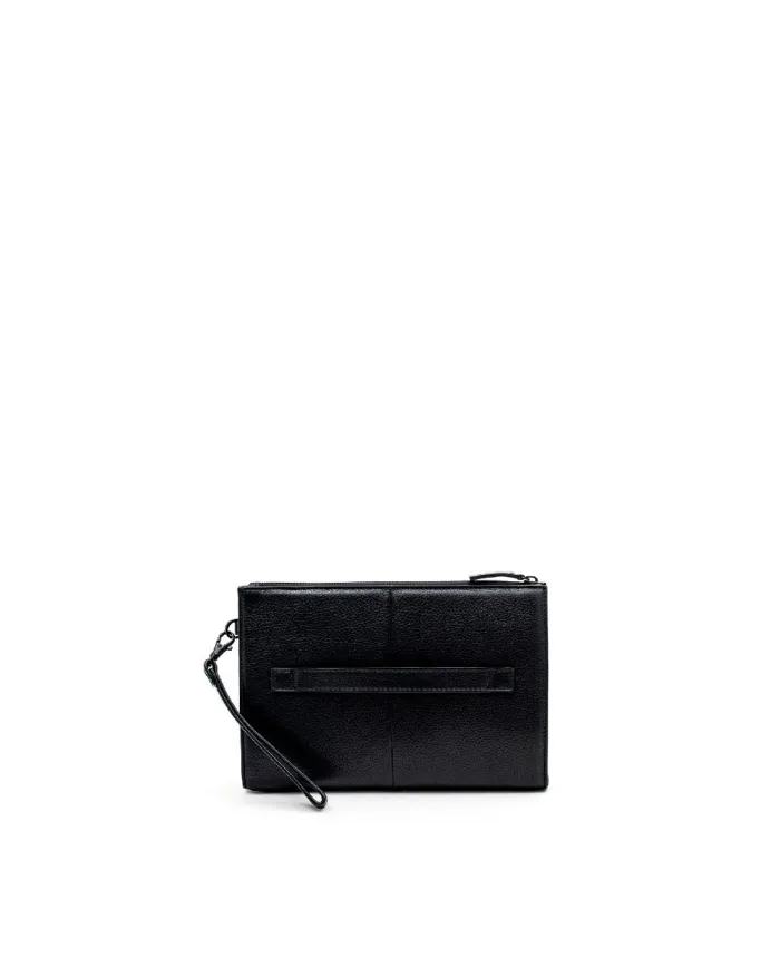 Gianni Conti Pochette in pelle con polsino Nero