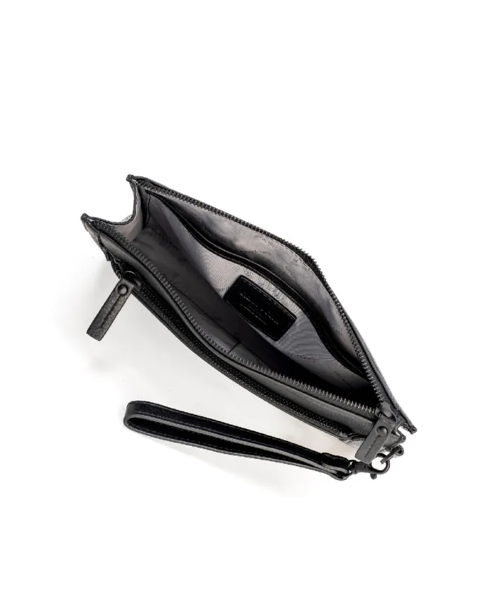 Gianni Conti Pochette in pelle con polsino Nero