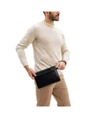 Gianni Conti Pochette in pelle con polsino Nero