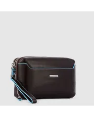 Piquadro Pochette in pelle Blue Square Mogano