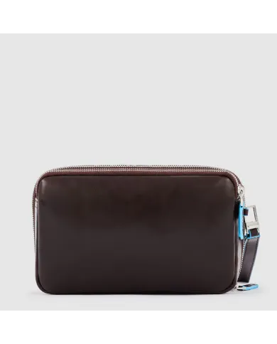 Piquadro Pochette in pelle Blue Square Mogano