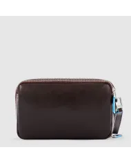 Piquadro Pochette in pelle Blue Square Mogano