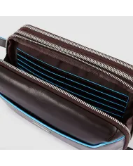 Piquadro Pochette in pelle Blue Square Mogano