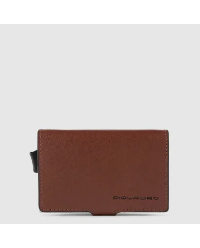 Piquadro Porta carte di credito doppio con sliding system Black Square Cuoio