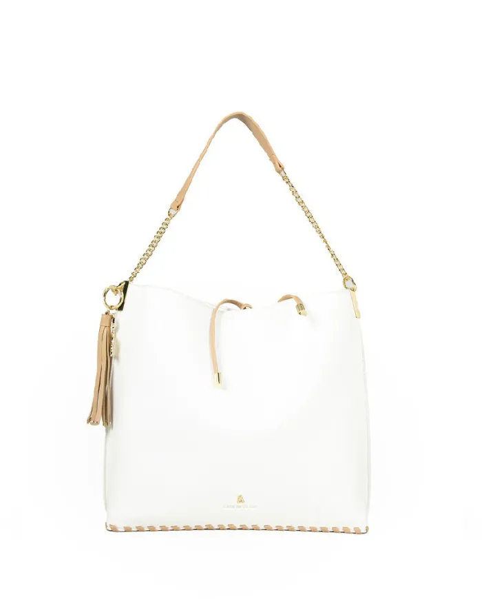 Atelier du Sac Borsa Lauren Midnight in Paris Bianco/Cuoio