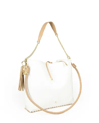 Atelier du Sac Borsa Lauren Midnight in Paris Bianco/Cuoio Atelier du Sac Borsa Lauren Midnight in Paris Bianco/Cuoio