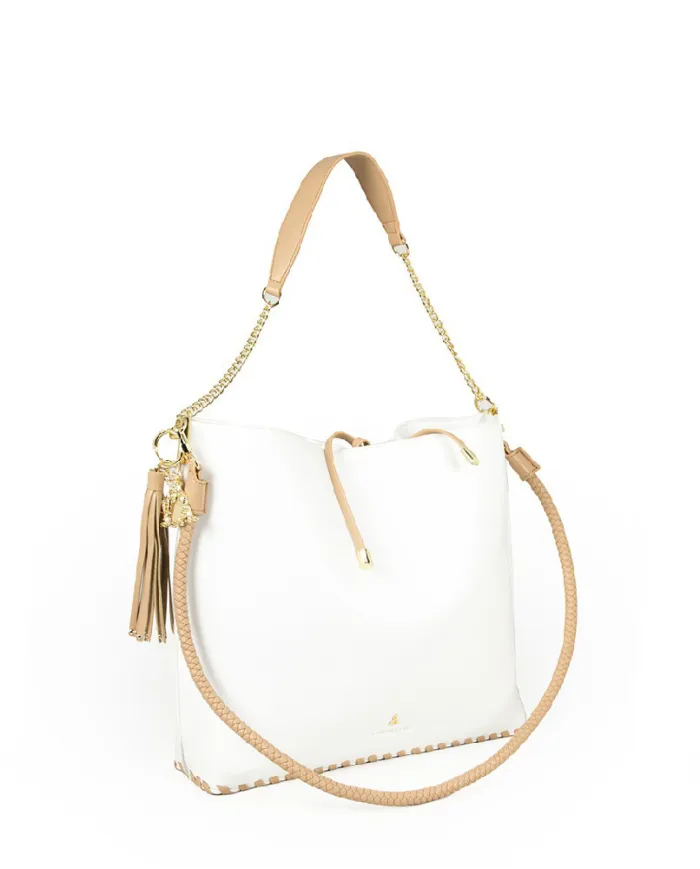 Atelier du Sac Borsa Lauren Midnight in Paris Bianco/Cuoio
