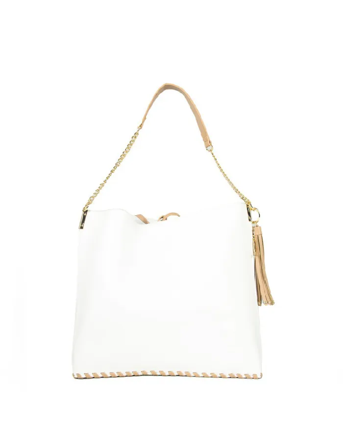 Atelier du Sac Borsa Lauren Midnight in Paris Bianco/Cuoio