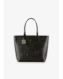 Armani Exchange Shopping bag logata lucido Nero