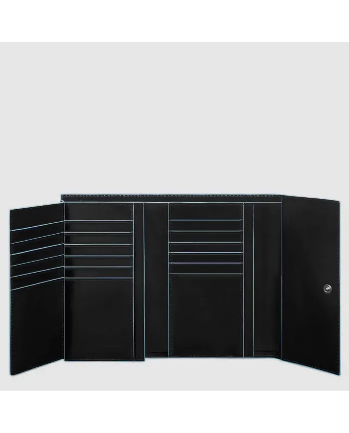 Piquadro Portafoglio donna grande in pelle Blue square Nero