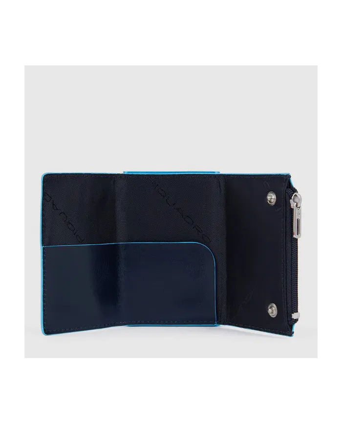 Piquadro Compact wallet con tasca monete Blue square