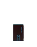 Piquadro Compact wallet con tasca monete Blue square Mogano