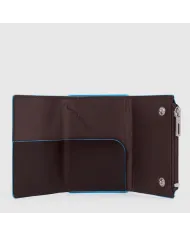 Piquadro Compact wallet con tasca monete Blue square Mogano