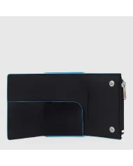 Piquadro Compact wallet con tasca monete Blue square Nero