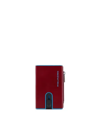 Piquadro Compact wallet con tasca monete Blue square Rosso