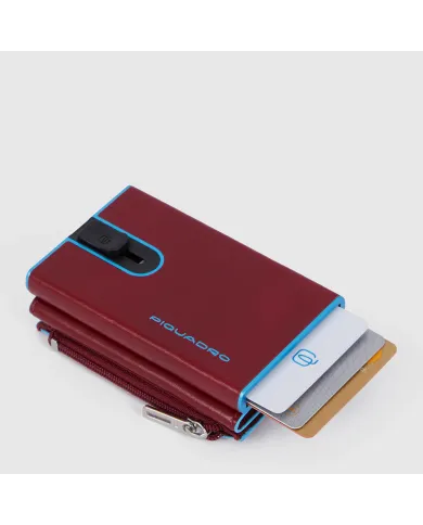 Piquadro Compact wallet con tasca monete Blue square Rosso