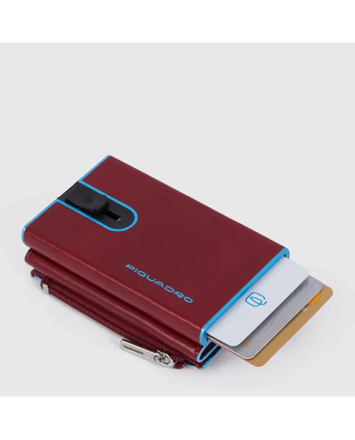 Piquadro Compact wallet con tasca monete Blue square Rosso