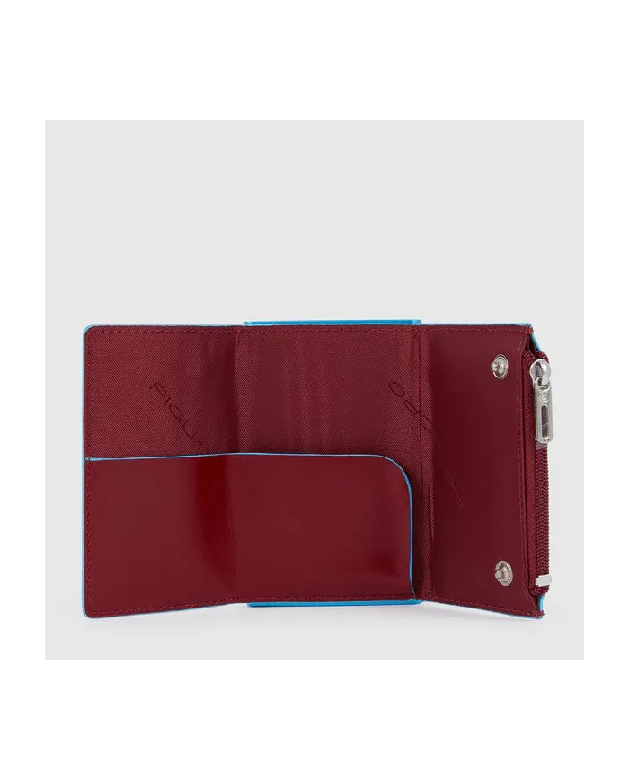 Piquadro Compact wallet con tasca monete Blue square Rosso