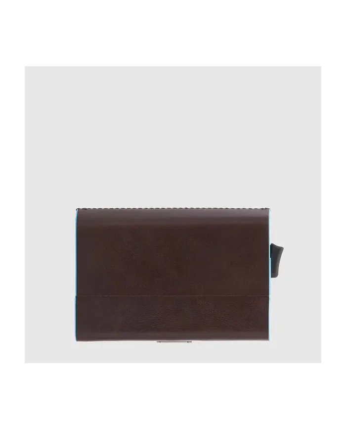 Piquadro Porta carte di credito doppio con sliding system Blue Square Mogano