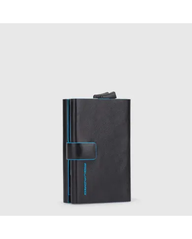 Piquadro Porta carte di credito doppio con sliding system Blue Square Nero