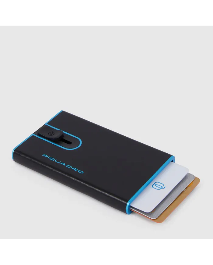 Piquadro Porta carte di credito con sliding system "Blue square" Nero