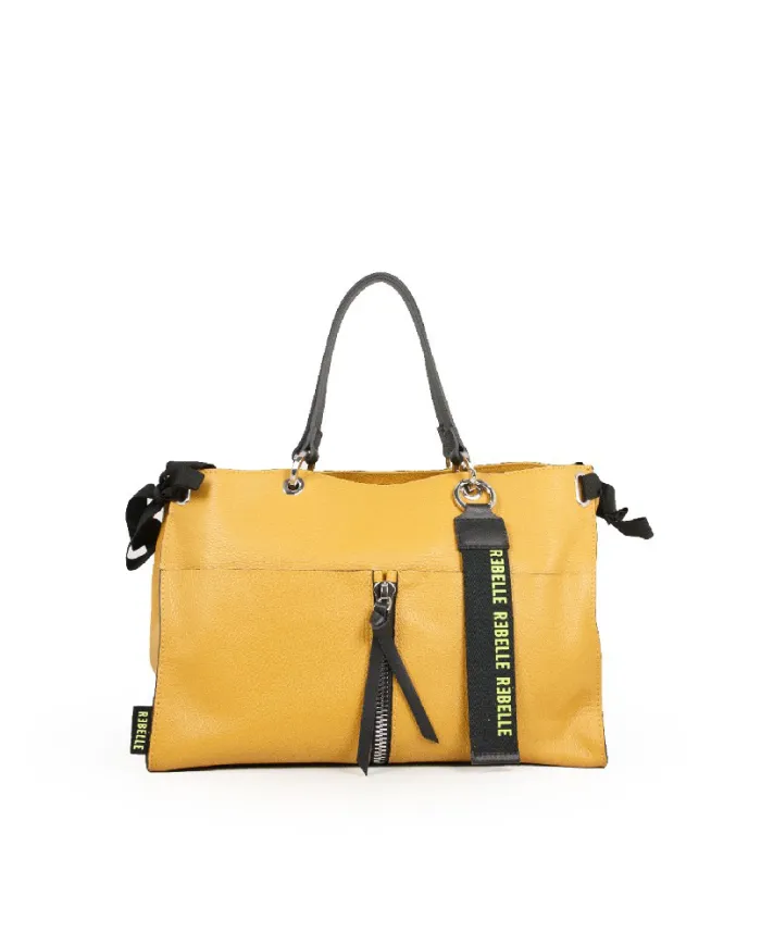 REBELLE Shopping bag in pelle Teti Giallo