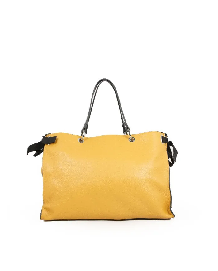 REBELLE Shopping bag in pelle Teti Giallo