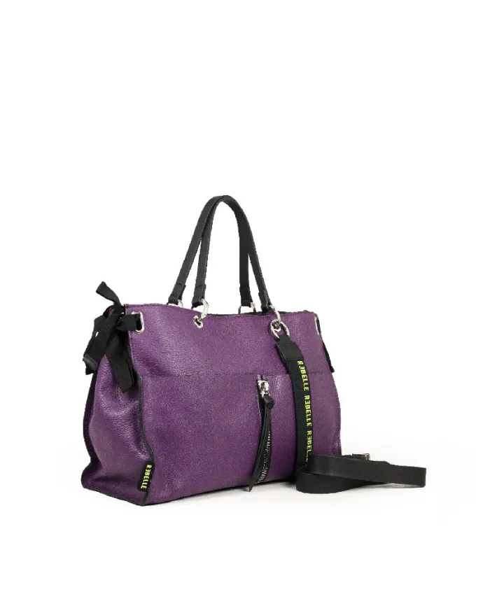 REBELLE Shopping bag in pelle Teti Viola