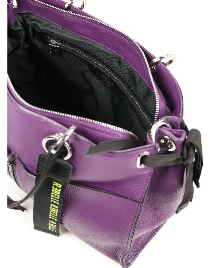 REBELLE Shopping bag in pelle Teti Viola