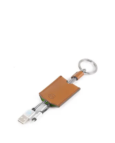 Piquadro Cofanetto regalo composto da portafoglio in pelle, art. PP4248BM e portachiavi con cavo USB, micro-USB e lightning, art