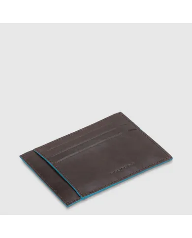 Piquadro Porta carte di credito in pelle "Blue square" Mogano
