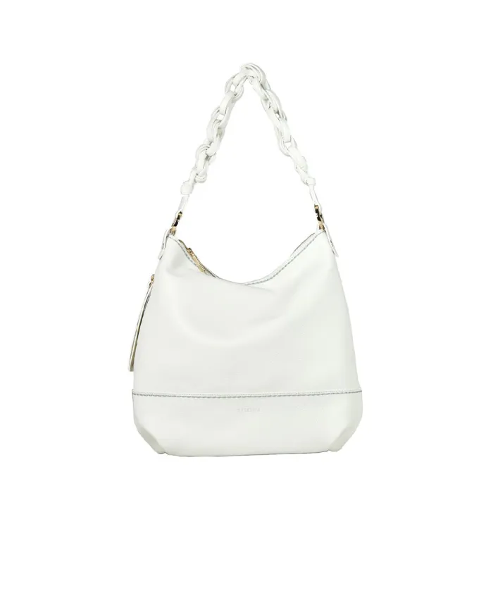 Visona Borsa Pantelleria grande manico intrecciato Bianco