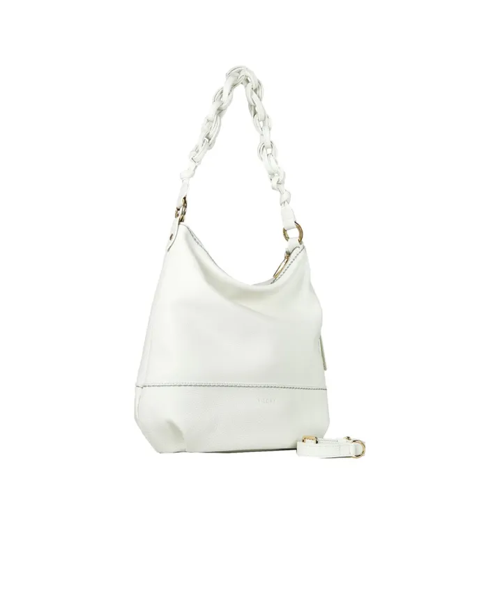 Visona Borsa Pantelleria grande manico intrecciato Bianco