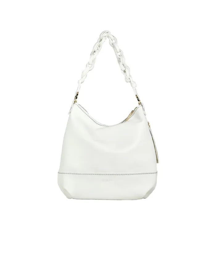 Visona Borsa Pantelleria grande manico intrecciato Bianco