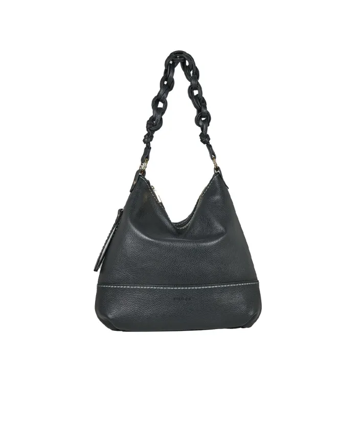 Visona Borsa Pantelleria grande manico intrecciato Nero