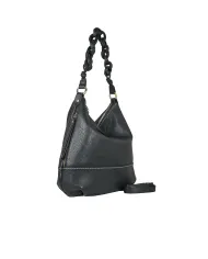 Visona Borsa Pantelleria grande manico intrecciato Nero