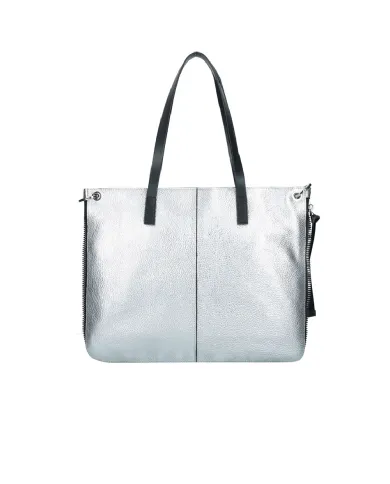 REBELLE Shopping bag in pelle Cassandra Silver