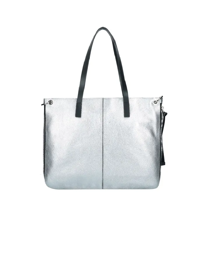 REBELLE Shopping bag in pelle Cassandra Silver
